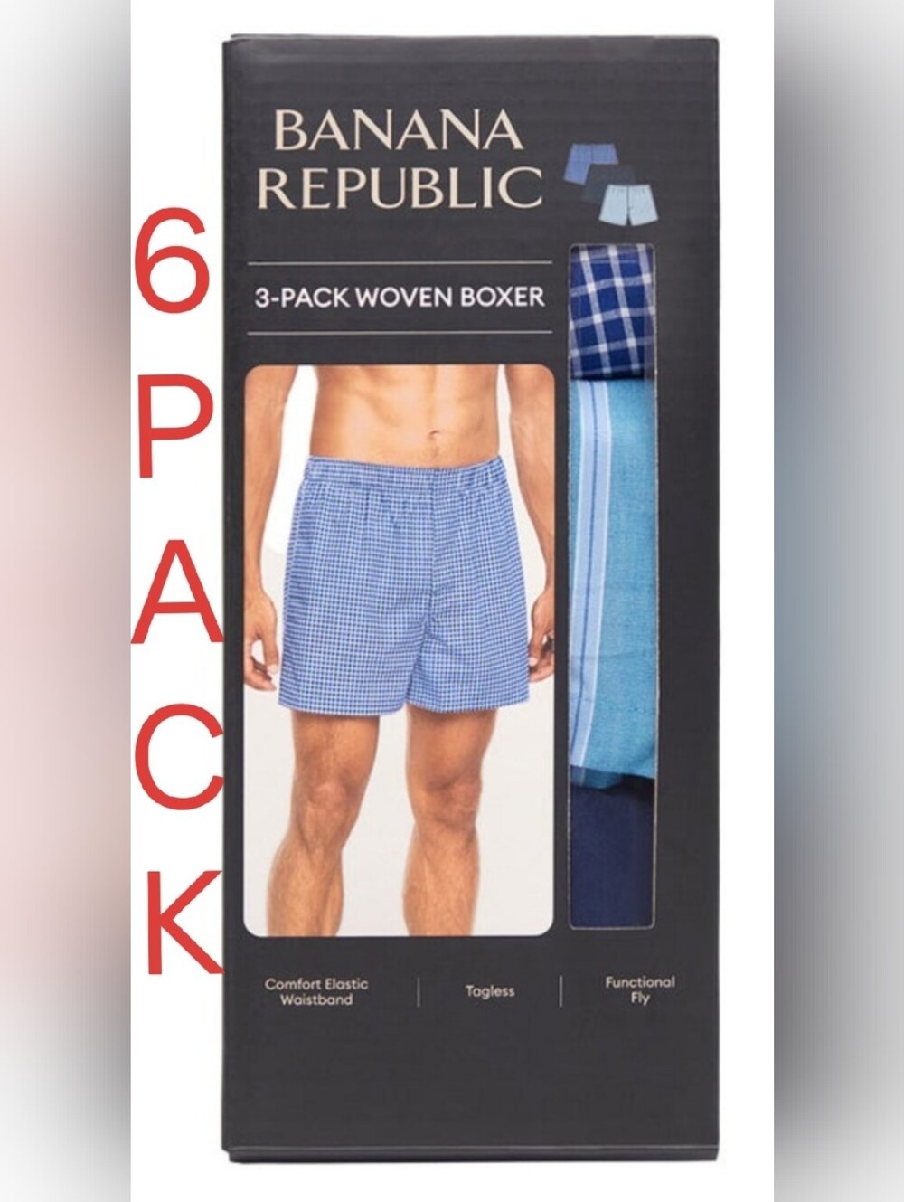 Banana Republic Men's Woven Boxer, 6-pack
